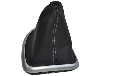 FITS NISSAN QASHQAI GEAR GAITER LEATHER WHITE STITCH J10 06-13 CUSTOM NEW
