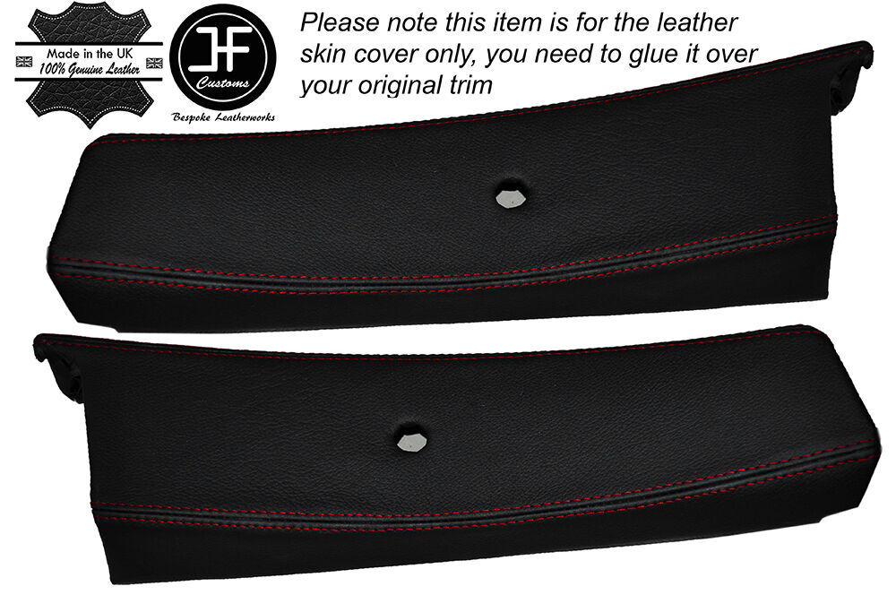 RED STITCHING 2X REAR C POST PILLAR LEATHER COVER FITS BMW E30 TOURING 82-93