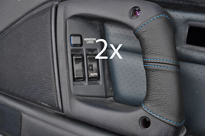 blue stitching FITS TOYOTA SUPRA MK3 1986-1993 2X DOOR HANDLE LEATHER COVERS