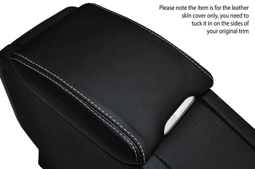 WHITE STITCH LEATHER ARMREST SKIN COVER FITS VOLVO S60 MK2 2010-2015 CUSTOM NEW