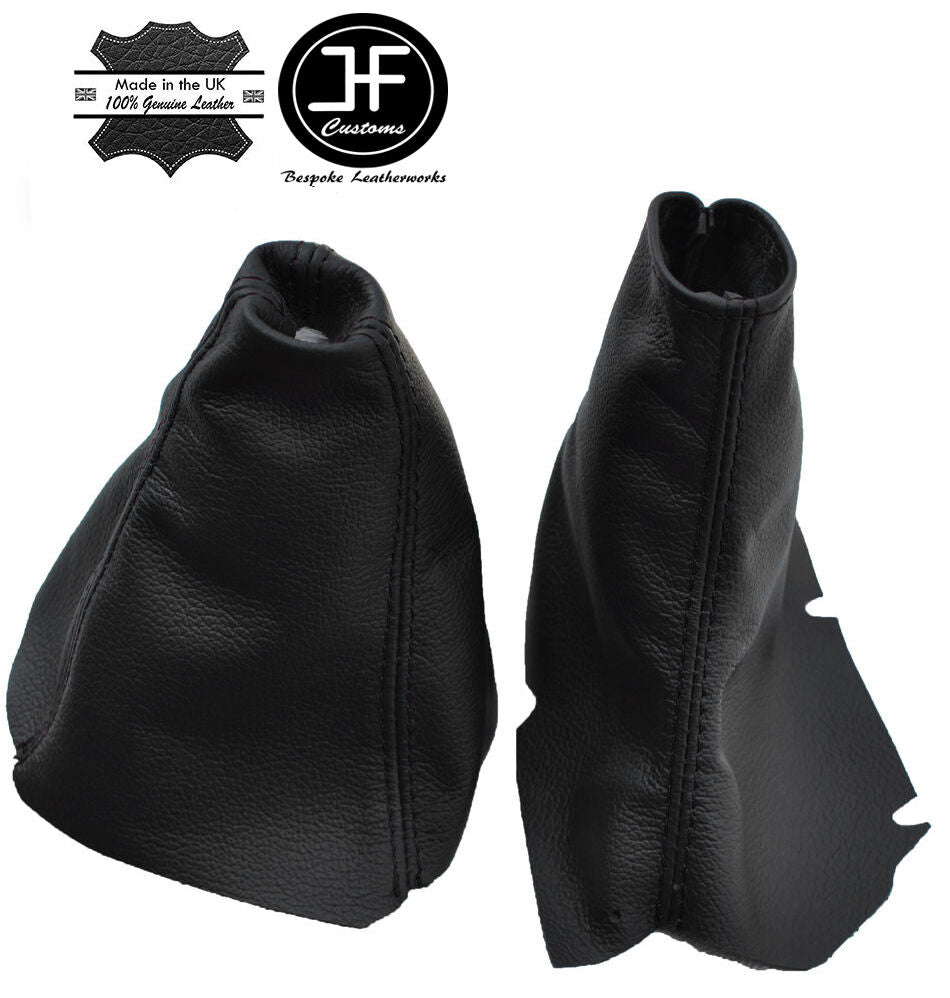 BLACK STITCHING FITS VOLVO S60 2000-2007 GEAR HANDBRAKE LEATHER BOOT SET