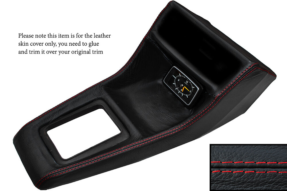 RED STITCH CONSOLE GEAR SURROUND SKIN COVERS FITS FORD ESCORT MK2 GHIA
