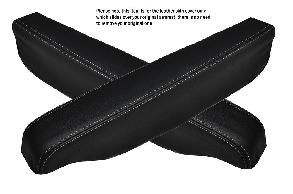 GREY STITCH 2X SEAT ARMREST SKIN COVERS FITS LANDROVER DISCOVERY 3 & 4 04-15