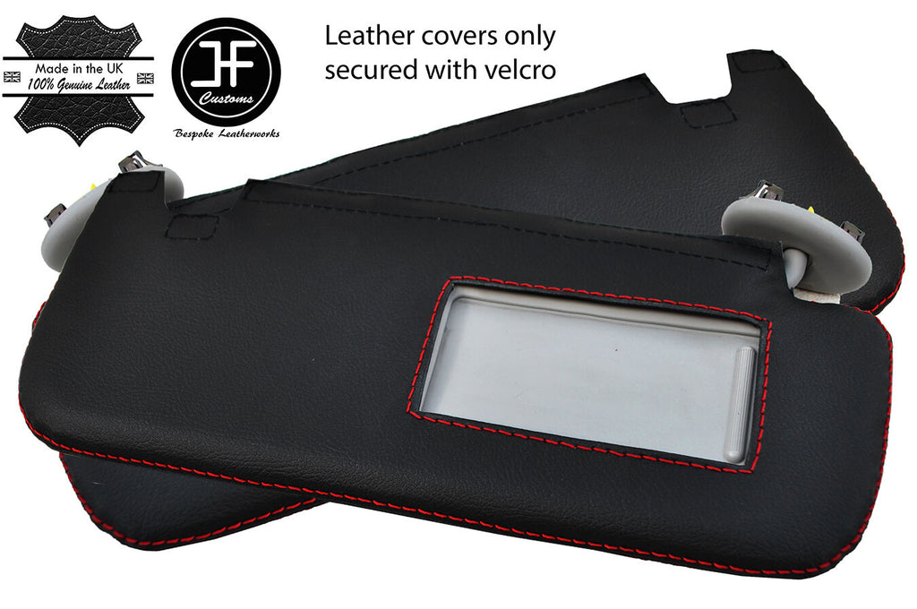 RED STITCH 2X SUN VISORS LEATHER COVERS FITS TOYOTA COROLLA 07-13 SALOON