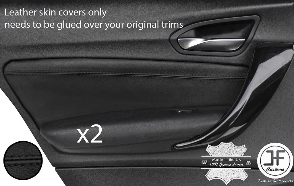 BLACK STITCH 2X REAR DOOR CARD TRIM LEATHER COVERS FOR BMW F20 11-17 5 DOOR