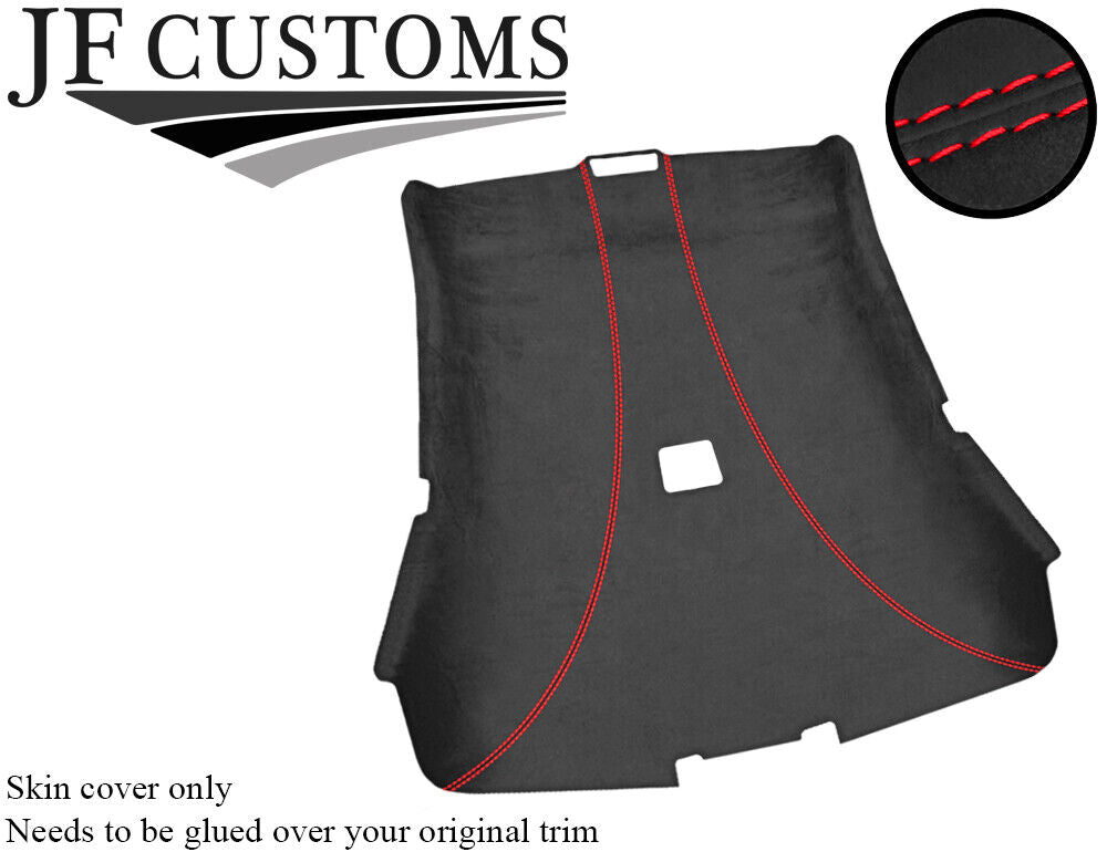 RED  STITCH ROOF HEADLINING LINER DARK GREY LUXE SUEDE COVER FOR BMW E46 COUPE