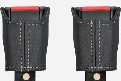 grey stitch FITS RANGE ROVER CLASSIC 70-94 2X SEAT BELT STALK LEATHER COVERS