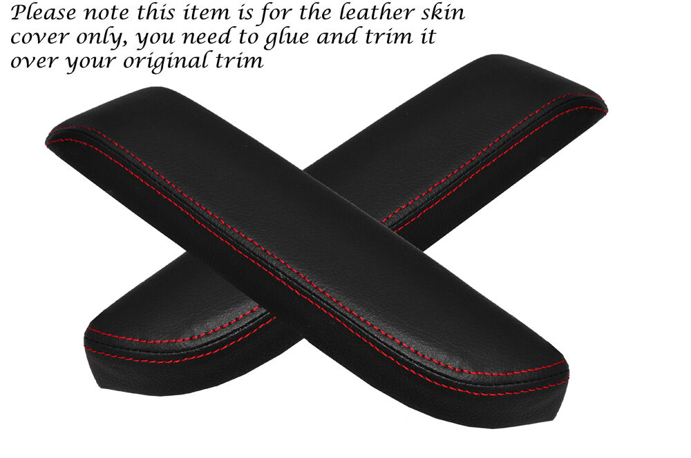 RED STITCH 2X DOOR ARMREST LEATHER SKIN COVERS FITS TOYOTA LAND CRUISER 80