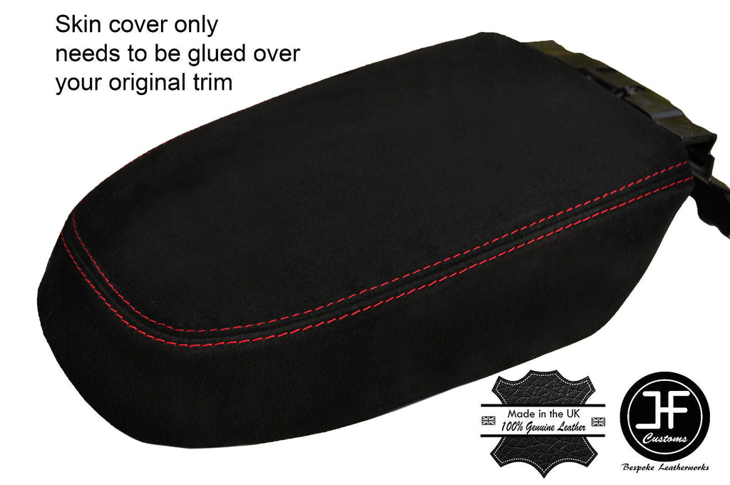 RED STITCH REAL SUEDE ARMREST COVER FITS FORD FOCUS MK3 2005-2008 CUSTOM NEW