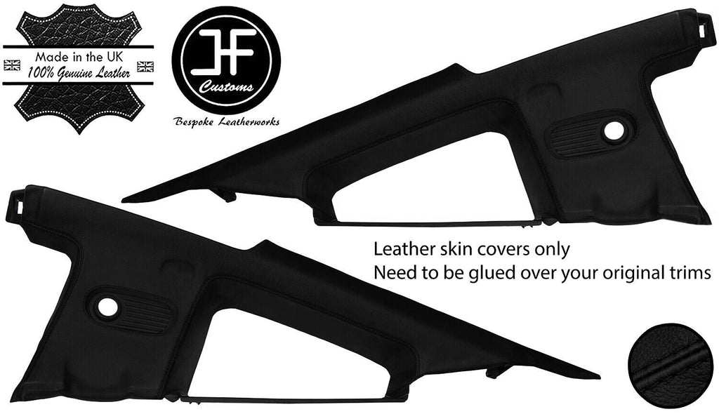 BLACK STITCH 2X REAR QUARTER WINDOW TRIM LEATHER COVERS FOR FORD MUSTANG 05-09
