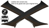 BLACK & BROWN REAL LEATHER 2X A PILLAR  COVERS FITS RANGE ROVER EVOQUE 11-18