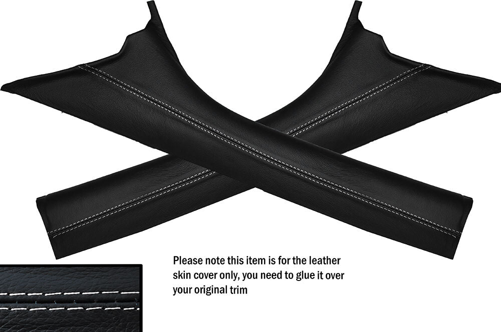 WHITE STITCH 2X A PILLARS SKIN COVERS FITS SMART FORTWO 451 CONVERTIBLE 07-14