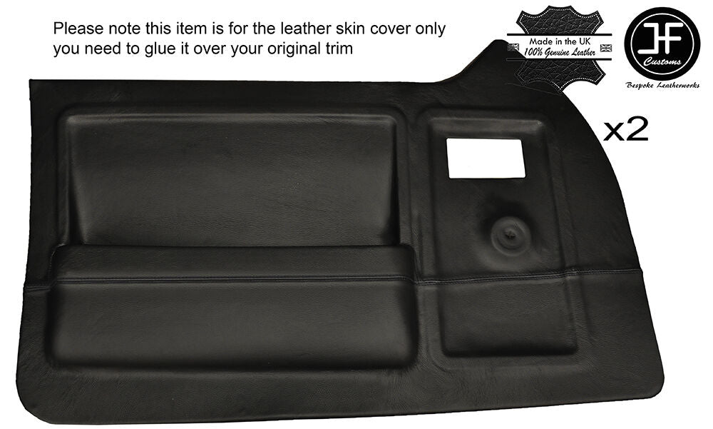 BLACK STITCHING 2X FRONT FULL DOOR CARD LEATHER COVERS FITS RELIANT ROBIN