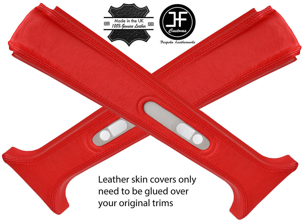 RED REAL LEATHER 2X UPPER B POST PILLAR COVERS FITS RANGE ROVER P38 1994-2002