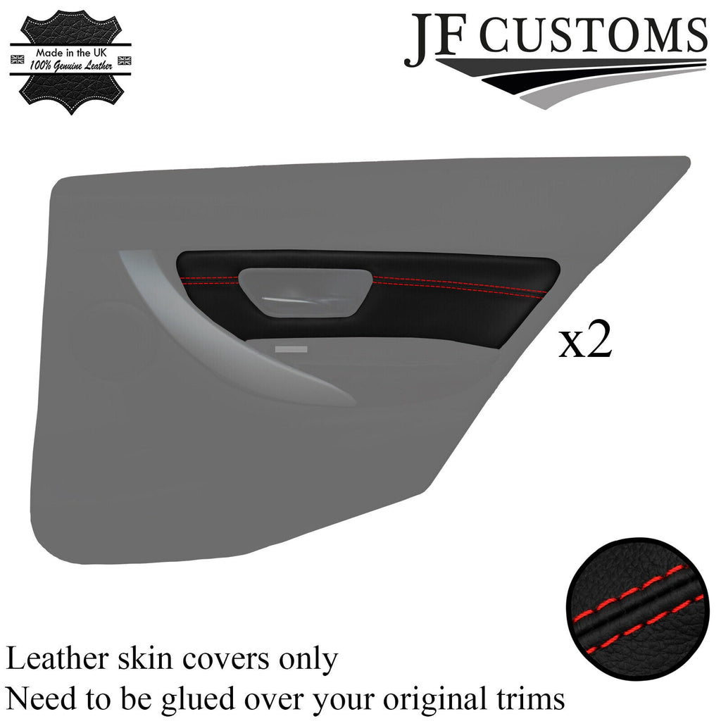 RED STITCH LEATHER 2X REAR DOOR CARD TRIM COVER FOR BMW F30 11-18 SALOON