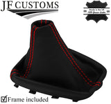 RED STITCH LEATHER GEAR GAITER+PLASTIC FRAME FOR CHEVROLET ORLANDO 2011-2017