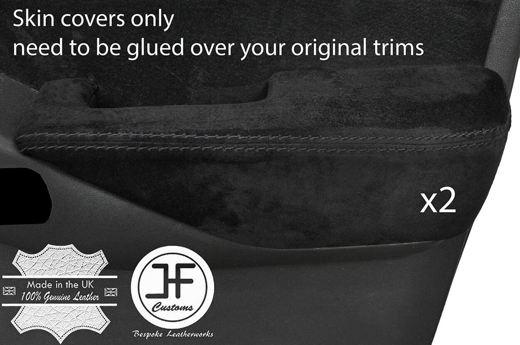 BLACK STITCHING 2X FRONT DOOR ARMREST SUEDE COVERS FITS PATHFINDER 2005-2012