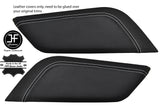 WHITE STITCH 2X CENTRE CONSOLE KNEE PADS LEATHER COVERS FITS FORD MUSTANG 15-17