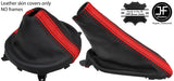 BLACK & RED STRIPE LEATHER GEAR & HANDBRAKE GAITER FITS FIAT 124 SPIDER 16-18