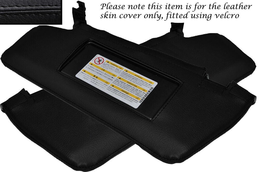 BLACK STITCH 2X SUN VISORS LEATHER SKIN COVERS FITS MERCEDES E CLASS W212 09-14