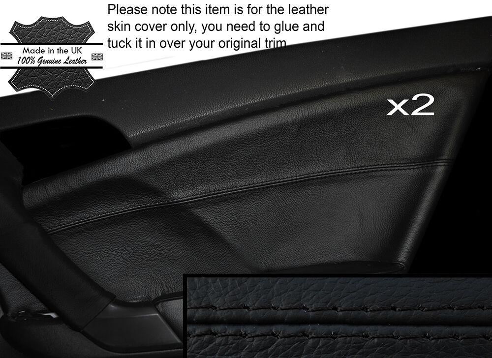 BLACK STITCH 2X REAR DOOR CARD TRIM SKIN COVER FITS HONDA ACCORD MK8 2008-2012