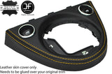 YELLOW STITCH MANUAL GEAR SURROUND LEATHER COVER  FOR FIAT 500 2016-2019