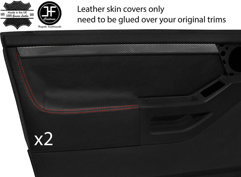 RED STITCH 2X FRONT DOOR CARD TRIM COVERS FOR VAUXHALL MERIVA 03-10 STYLE 2