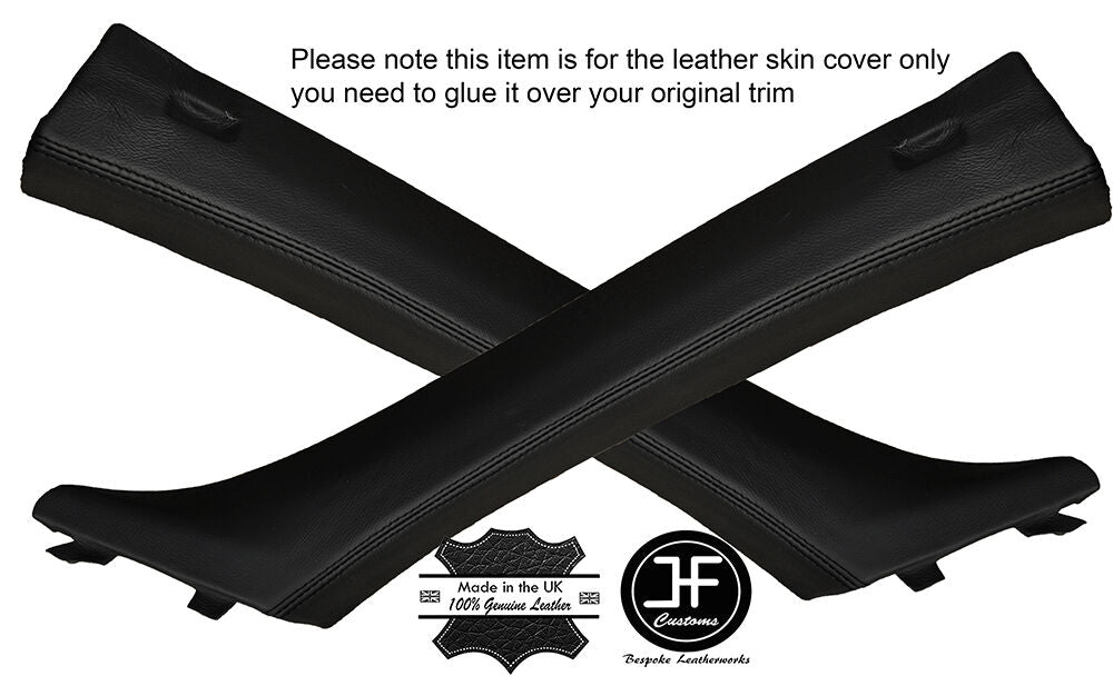 BLACK STITCH 2X A POST PILLAR LEATHER COVERS FITS BMW 3 SERIES E90 E91 05-12