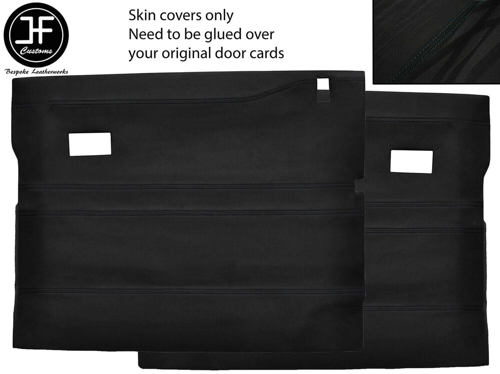 BLACK STITCH 2X FRONT DOOR CARD LUXE SUEDE COVERS FITS DEFENDER 90 110 STYLE 2