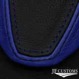 FOR MAZDA 6 MK2 08-12 R BLUE & BLACK LEATHER COVERED STEERING WHEEL TRIM + FRAME