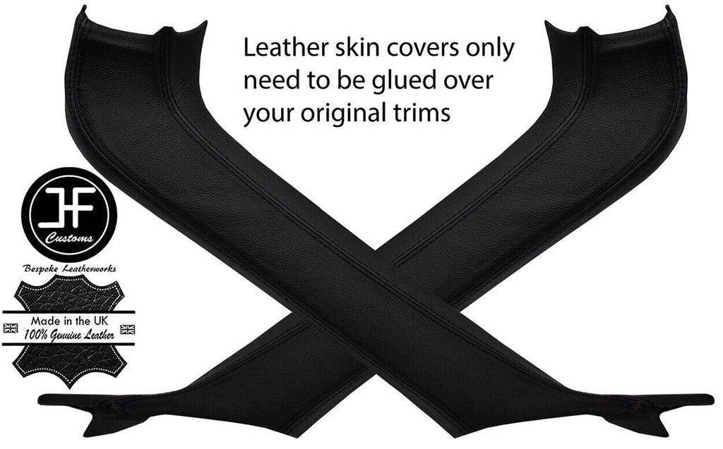 BLACK & BLACK 2X A POST PILLAR LEATHER COVERS FITS TOYOTA MR2 MK3 2000-2007