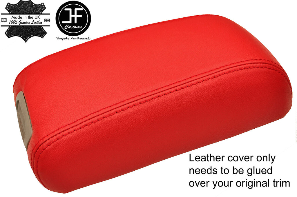 RED REAL LEATHER ARMREST LID COVER FITS HYUNDAI TUCSON 2004-2012 CUSTOM NEW