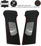 RED STITCH 2X UPPER B PILLAR REAL LEATHER COVERS FITS AUDI Q5 2008-2015