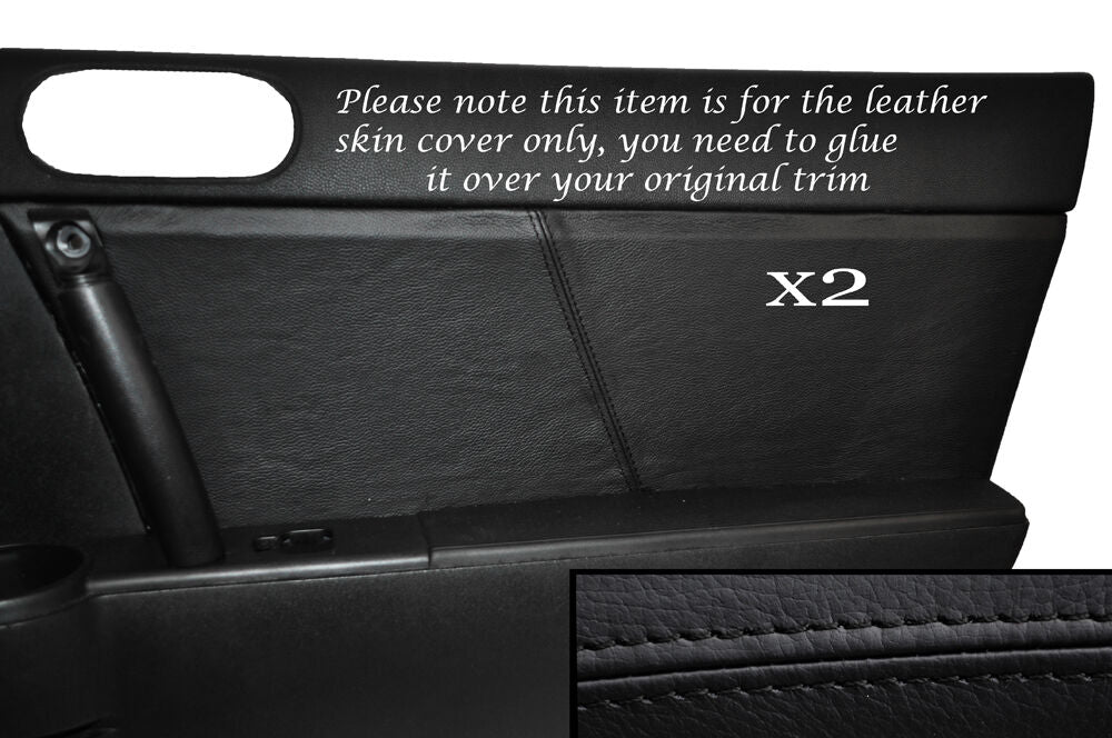 BLACK STITCH 2X DOOR CARD TRIM LEATHER COVERS FITS MAZDA MX5 MK3 2005-2014