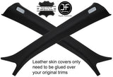 BLACK STITCH 2X A PILLAR REAL LEATHER COVERS FITS AUDI A6 C7 2011-2017