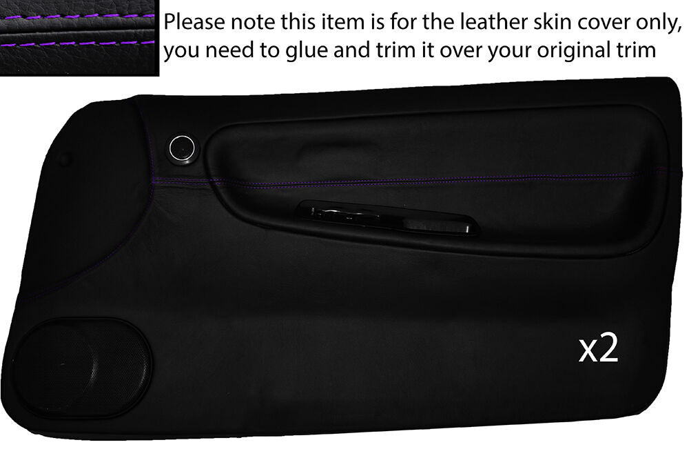 PURPLE STITCH 2X FULL DOOR CARD LEATHER COVER FITS NISSAN S13 200SX 180SX 88-93
