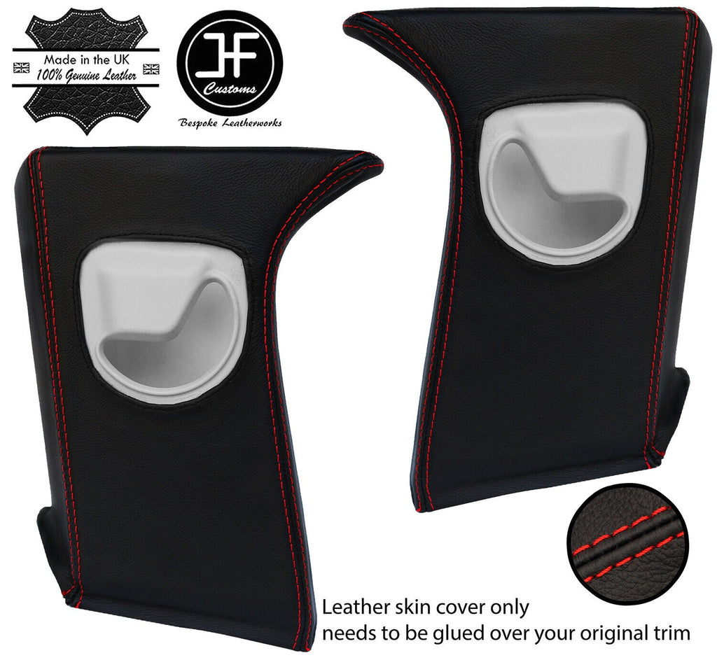 RED  STITCH 2X B PILLAR LEATHER COVERS FITS RANGE ROVER EVOQUE 11-18 3 DOOR