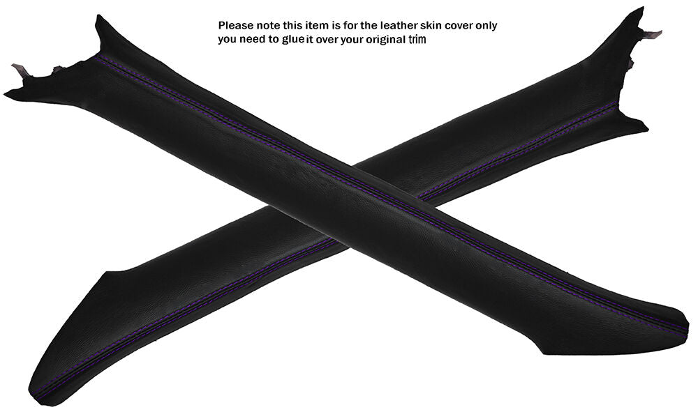 PURPLE STITCH 2X A PILLARS LEATHER SKIN COVERS FITS LEXUS IS200 1998-2005