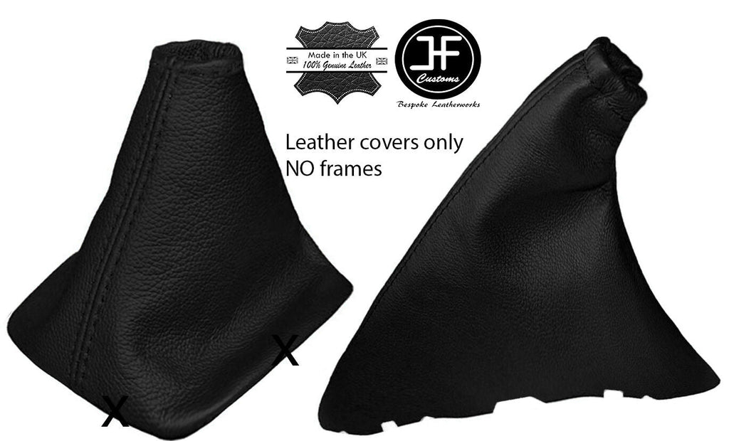 BLACK REAL LEATHER GEAR & HANDBRAKE GAITER FITS FORD FOCUS II MK2 2004-2008