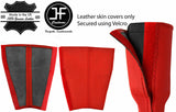 RED REAL LEATHER 2X SEAT BELT TALL LEATHER COVERS FITS AUDI A6 C7 12-18