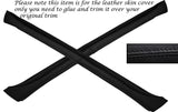BLACK STITCH 2X A POST PILLAR LEATHER SKIN COVERS FITS AUDI QUATTRO UR COUPE GT