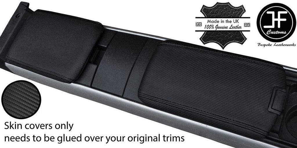 BLACK STITCHING CARBON FIBER VINYL 2X ARMREST COVERS FITS MAZDA RX8 2003-2012