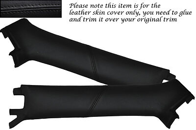 BLACK STITCHING FITS DAIHATSU COPEN 2003+ 2X WINDSCREEN PILLAR LEATHER COVERS