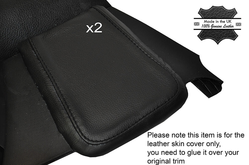 BLACK STITCH 2X LEATHER SKIN KNEE PADS SKIN COVERS FITS NISSAN 350Z 2006-2009