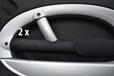 blue stitch FITS BMW MIN ONE COOPER S 01-03 2X LEATHER DOOR TRIM COVERS