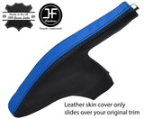 BLACK & BLUE LEATHER SLIM HANDBRAKE GAITER COVER FOR FORD FIESTA MK7 2008-2013