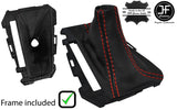 RED STITCH LEATHER AUTOMATIC GEAR GAITER+PLASTIC FRAME FITS FORD FOCUS 11-15