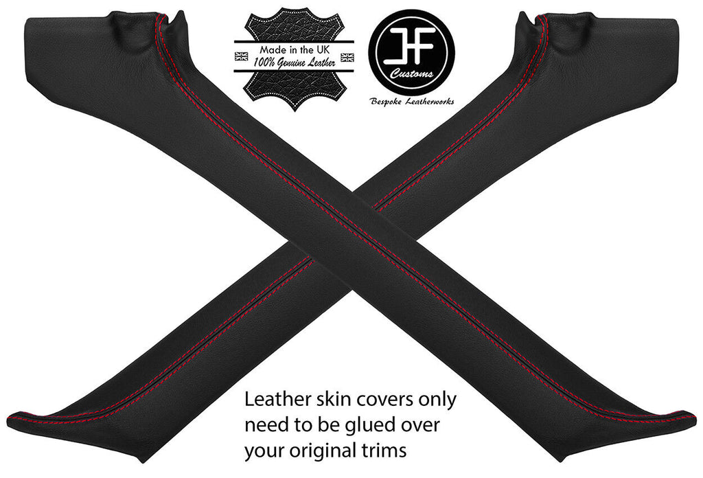 RED STITCH 2X A PILLAR LEATHER COVERS FITS HONDA CRX DEL SOL 92-97 STYLE 2