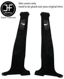 BLACK STITCH 2X UPPER AND 2X LOWER B PILLAR LUXE SUEDE COVER FOR AUDI Q5 08-15