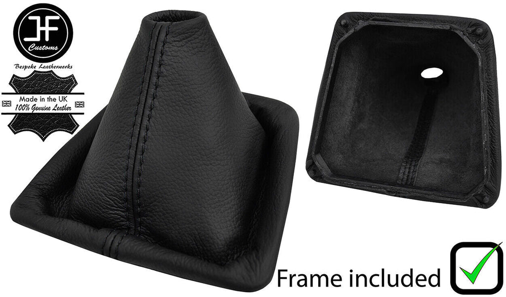 BLACK STITCH LEATHER GEAR GAITER+PLASTIC FRAME FITS FORD FIESTA MK1 1976-1983